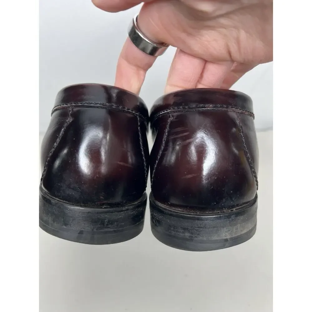 Cole Haan Mens Burgundy Tassel Loafers Leather Slip On Dress Shoes Size 9.5